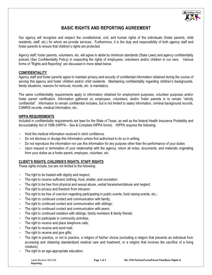 Basic Rights and Reporting Policy