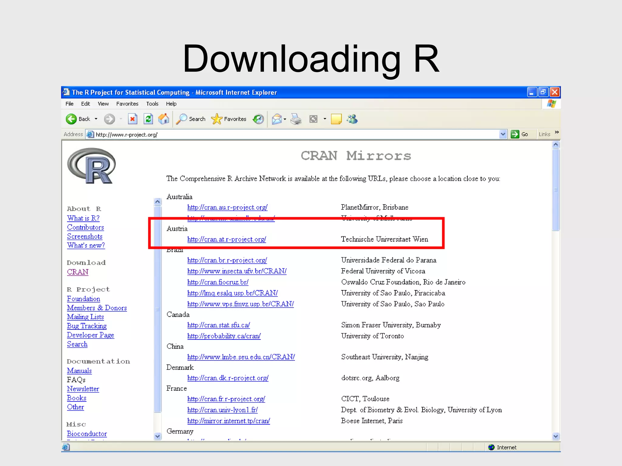 Downloading R 