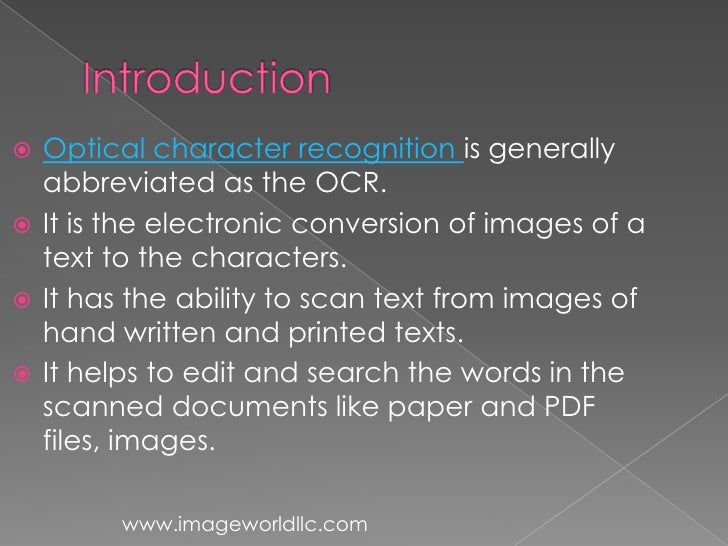 Basics Of Optical Character Recognition Basics Of Optical Character Recognition