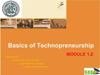MODULE 1.2
Basics of Technopreneurship
 