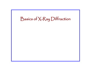 Basics of X-Ray Diffraction 
 