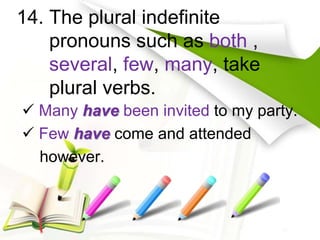 First Party Verb Basic Subject- Verb Agreement | PPTX