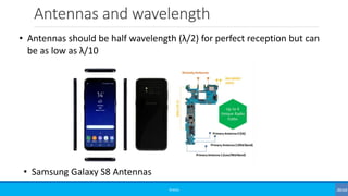 Antennas and wavelength
©3G4G
• Antennas should be half wavelength (λ/2) for perfect reception but can
be as low as λ/10
• Samsung Galaxy S8 Antennas
 