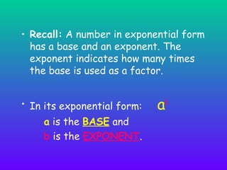 Basics about exponents