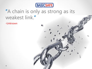 “A chain is only as strong as its
weakest link.”
-Unknown
 