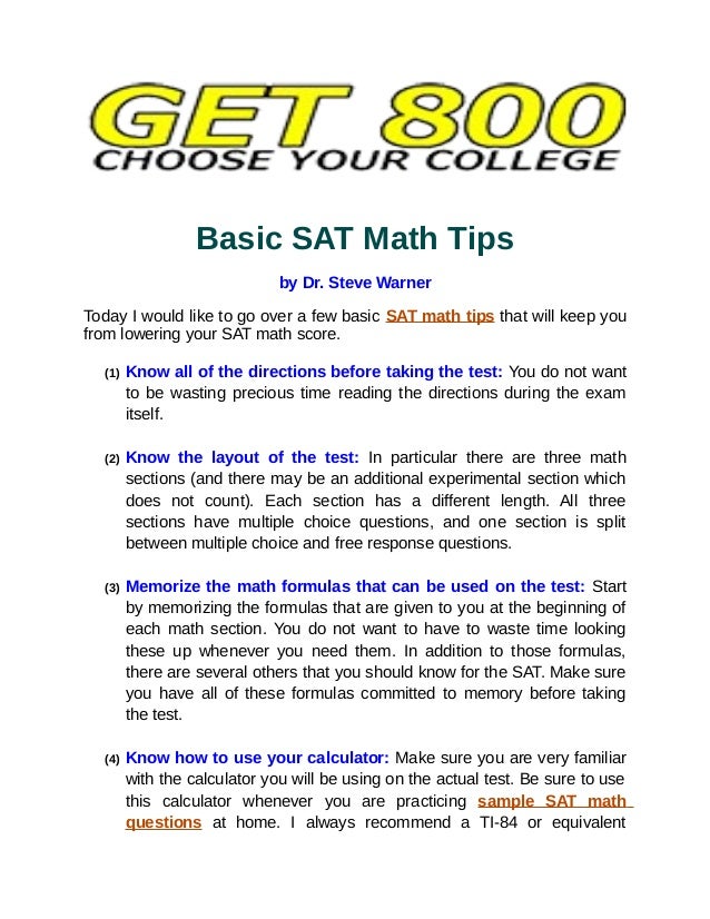 Basic sat math tips