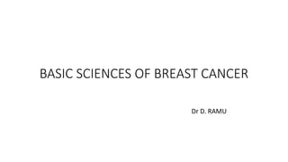 BASIC SCIENCES OF BREAST CANCER 
Dr D. RAMU 
 