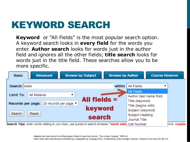 Search Basics And The Library Catalog Search Basics And The Library Catalog