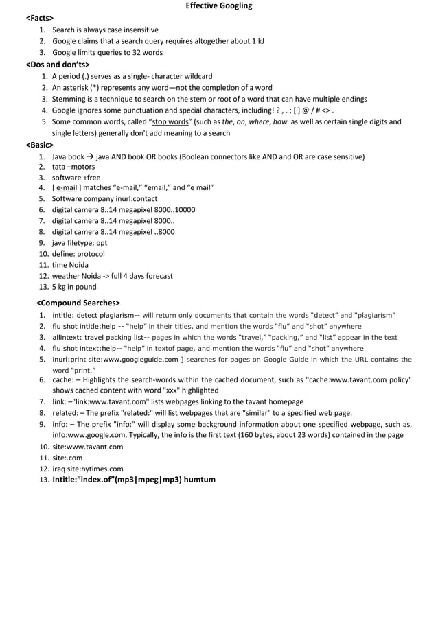 Effective Googling PDF