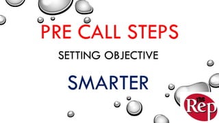 PRE CALL STEPS
SETTING OBJECTIVE
SMARTER
 