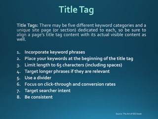 Title Tag 
Source: The Art of SEO book  
