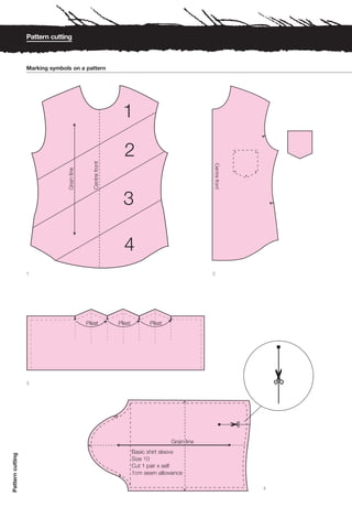 Pattern cutting



                  Marking symbols on a pattern




                  1                              2




                  3
Pattern cutting




                                                     4
 