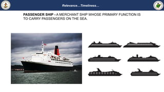 Relevance…Timeliness…
PASSENGER SHIP - A MERCHANT SHIP WHOSE PRIMARY FUNCTION IS
TO CARRY PASSENGERS ON THE SEA.
 