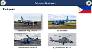 Philippines
Beechcraft King Air TC90 BN-2 Islander
AgustaWestland AW159 AgustaWestland AW109
Relevance…Timeliness…
 