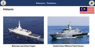Malaysia
Maharaja Lela-Class Frigate Kedah-Class Offshore Patrol Vessel
Relevance…Timeliness…
 