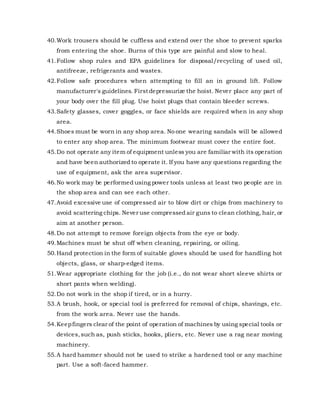 Basic shop safety rules | DOCX