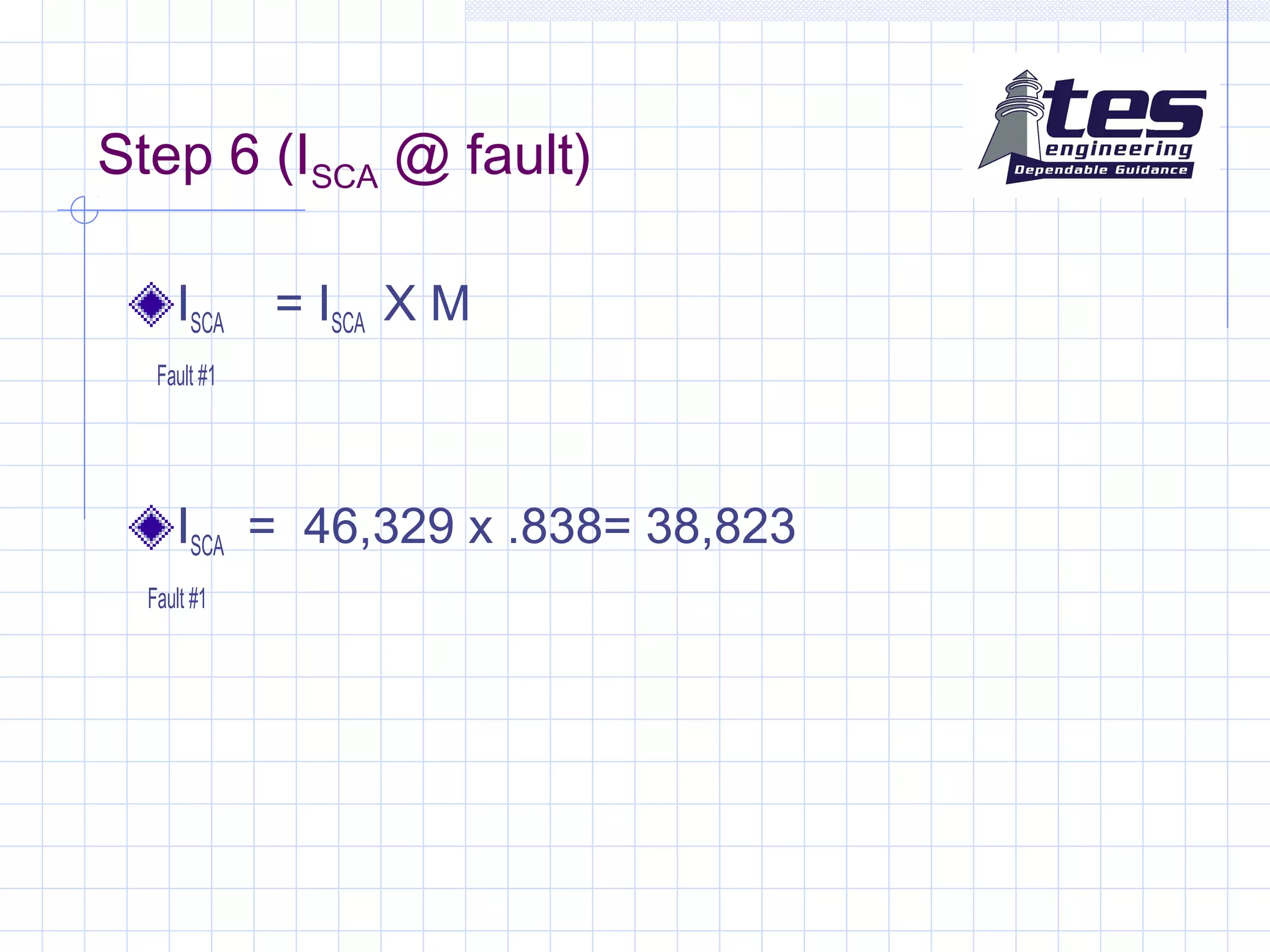 Step 6 (ISCA @ fault)
ISCA = ISCA X M
Fault #1
ISCA = 46,329 x .838= 38,823
Fault #1
 