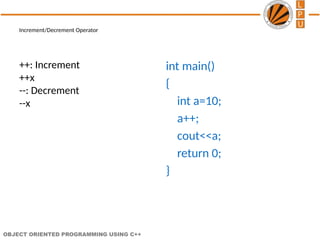 introduction to c++ and its methods class and program | PPTX