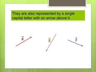 They are also represented by a single
capital letter with an arrow above it.
 