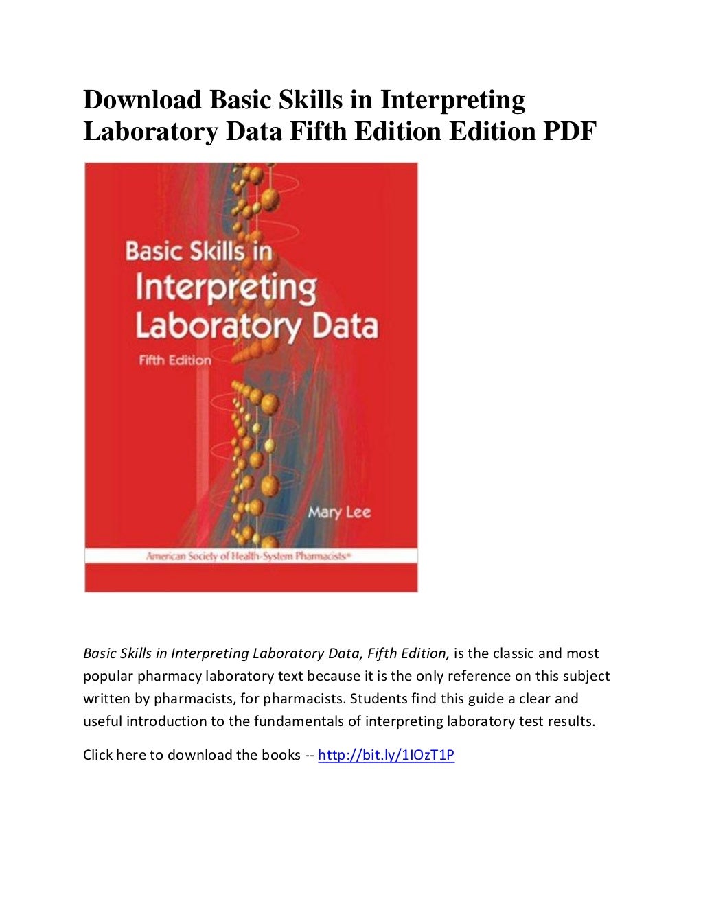 Basic skills in interpreting laboratory data fifth edition edition pdf