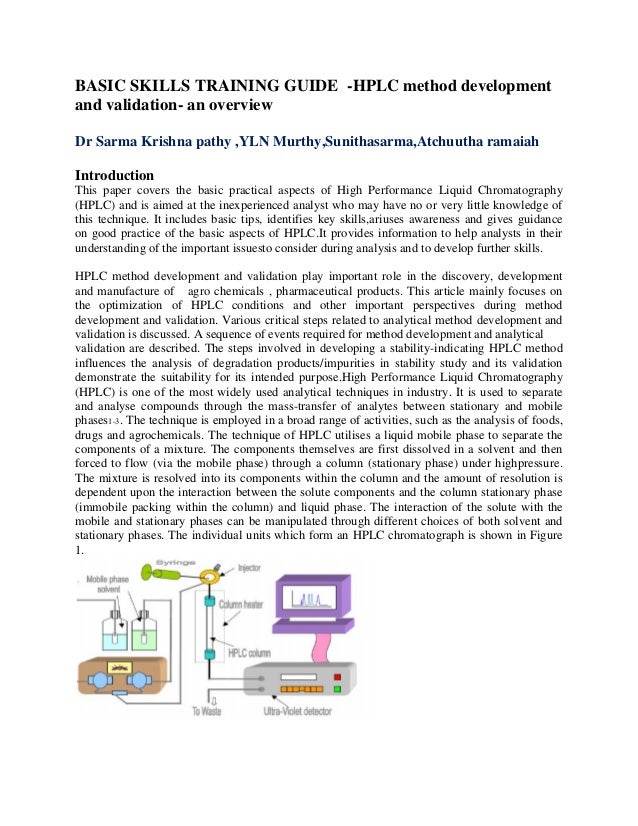 Basic skills training guide hplc method development and validation…