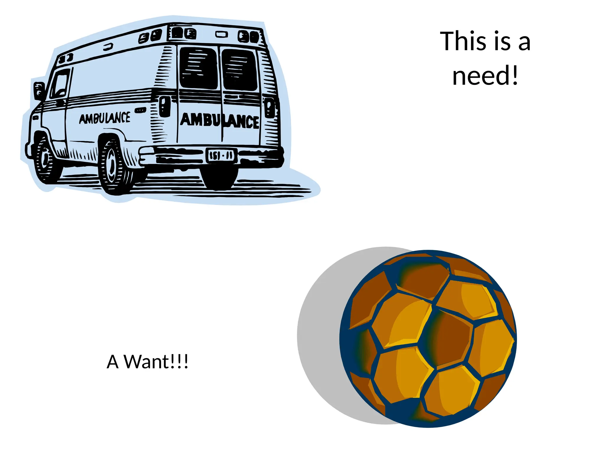 This is a
need!
A Want!!!
 