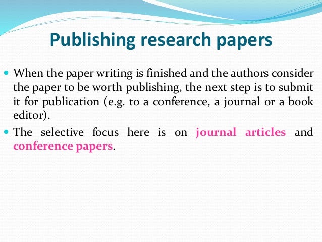 what is research paper publishing