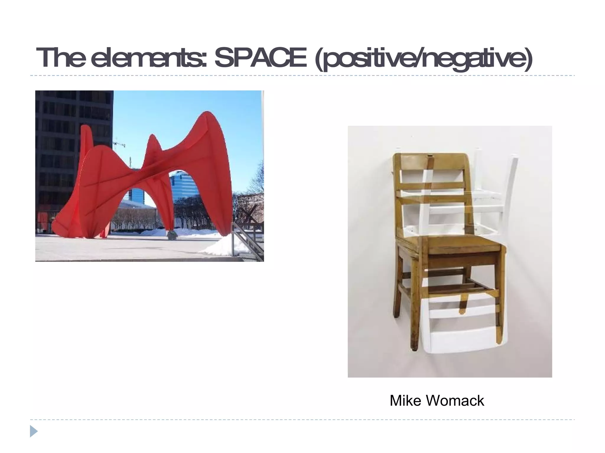 The elements: SPACE (positive/negative) Mike Womack 