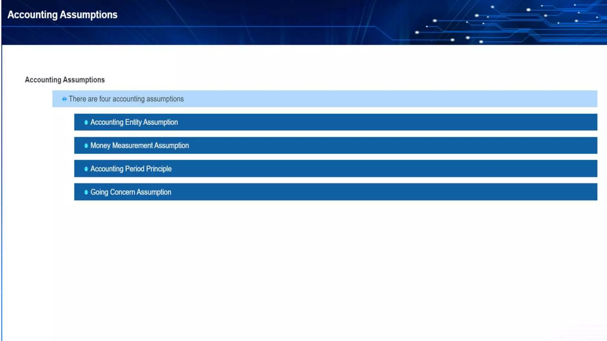 Basics of accounting, accounting cycle, classification, principles, concepts, assumptions, double entry, debit & credit rules, assets & liabilities, balance sheet