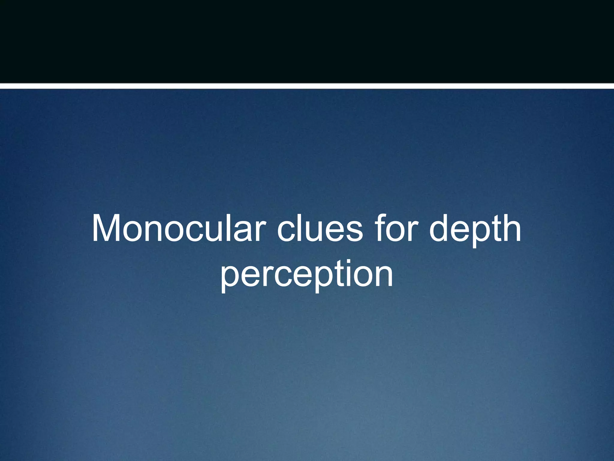 Monocular clues for depth
perception
 