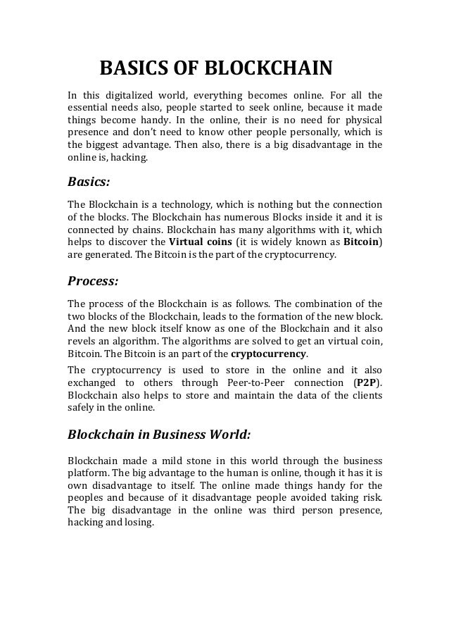 Basics of blockchain