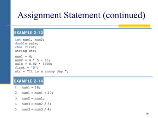 Assignment Statement (continued)
36
 
