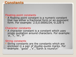 Basics of C is to understand concept of c langauge | PPT