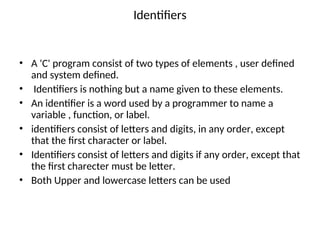 Basics of C.ppt FOR STUDENTS STUDY PURPO | PPT