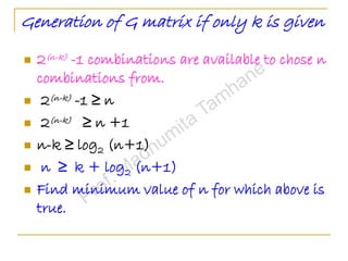 Generation Matrix Coding Basics of coding theory | PDF