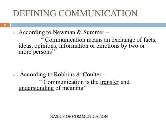 Basics of communication