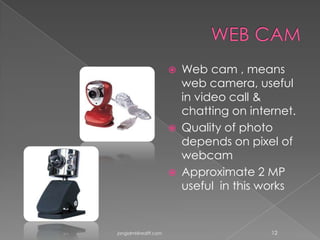 Wed Camera Image Computer Definition Basics of Computer Hardwares.. JANGID ML | PPTX