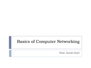 Basics of Computer Networking Prof. Anish Goel 