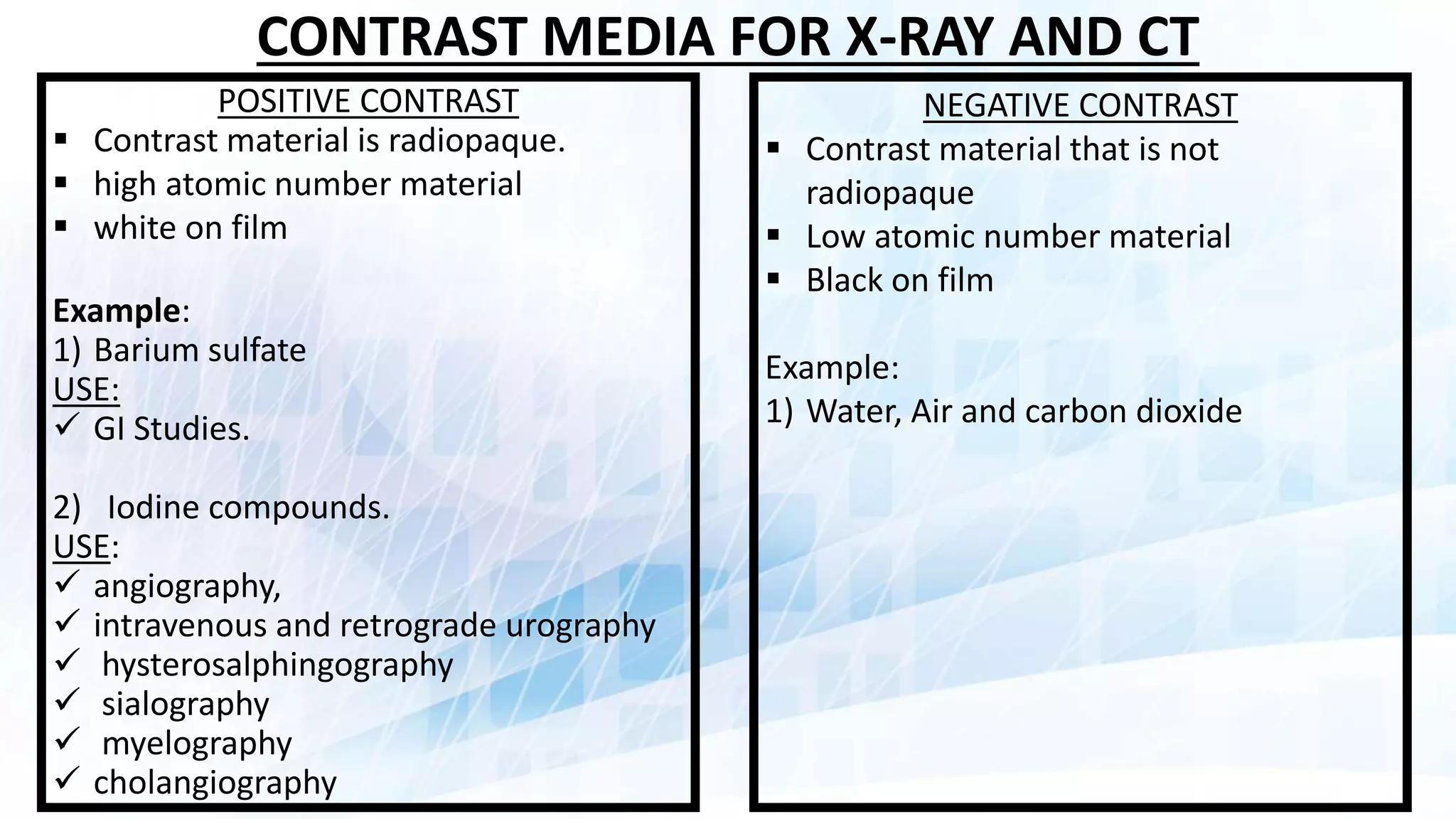 Basics of contrast media | PPTX