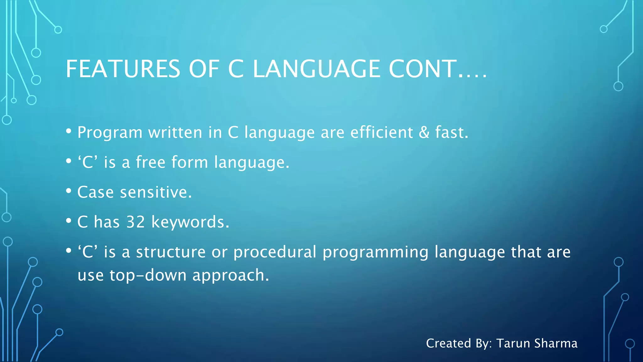 Introduction of c programming | PPTX | Programming Languages | Computing