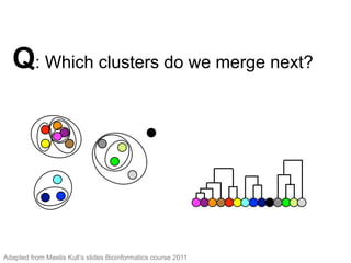Q: Which clusters do we merge next?Hierarchical clustering (10)
After 10 steps we have
4 clusters leftAdapted from Meelis Kull’s slides Bioinformatics course 2011
 