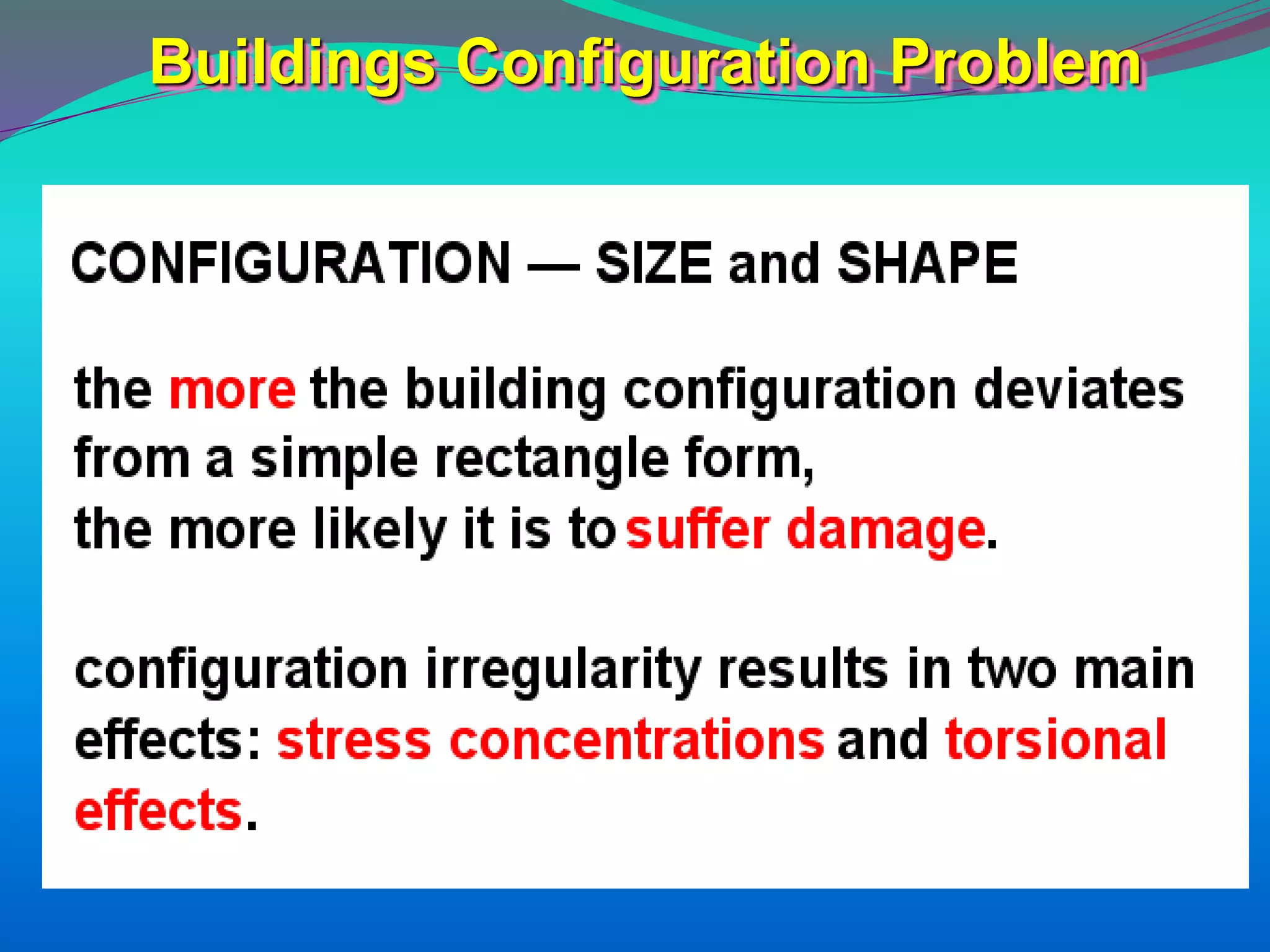Buildings Configuration Problem
 