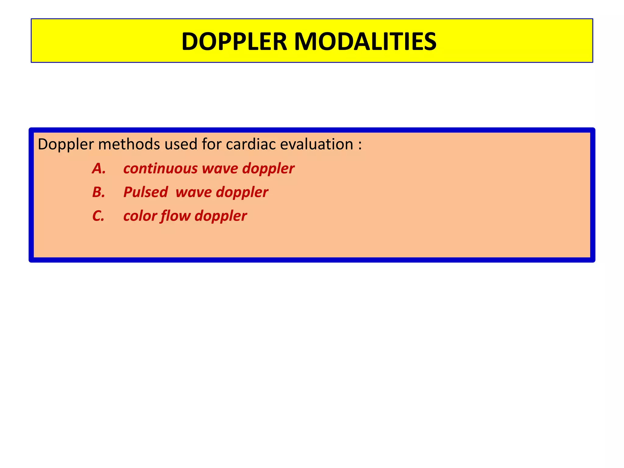   F[d] = 2 x F[t] x [(Vx cos ø)] ÷ CThis equation can be solved for V, by substituting (F[r] - F[t]) for F[d]:  V = [(F[r] -F[t]) x C] ÷ (2 x F[t] x cos ø)the angle of the ultrasound beam and the direction of blood flow are critically important in the calculationFor ø of 0º and 180º (parallel with blood flow), cosine ø = 1 