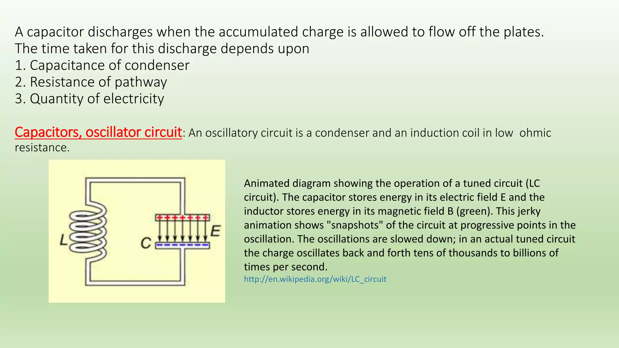 Skin surface effect of current: 
when current flow in cylindrical wire at high freq. 
it tend to confine itself to the outer layer “or skin” 
of the conductor  effective area of the conductor 
is reduced & resistance is greater than value 
measured in the direct current circuit. 
Cause: for alternating H.F. current the associated 
magnetic filde moves out of wire as the current 
increases and collapse back into the axis as the 
current decreased to zero, thus line of filde cut 
the conductor and back electromagnetic force 
is induced, the innermost layers of the conductor 
are cut by all lines of force every time the field is 
established, but the outermost layers are cut by 
fewer lines of force. To reduce this effect the 
conductors of high freq. are made of copper tubing 
¼ inch in diameter. 
In S.W. therapy this effect isn't imp. for current passing 
through human body, since conductivity of tissue too low. 
 