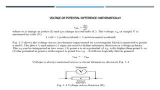 VOLTAGE OR POTENTIAL DIFFERENCE: MATHEMATICALLY
 