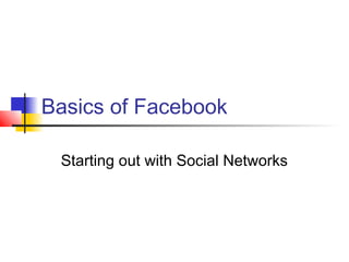 Basics of Facebook
Starting out with Social Networks
 
