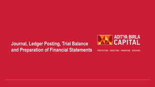 Journal, Ledger Posting, Trial Balance
and Preparation of Financial Statements
 