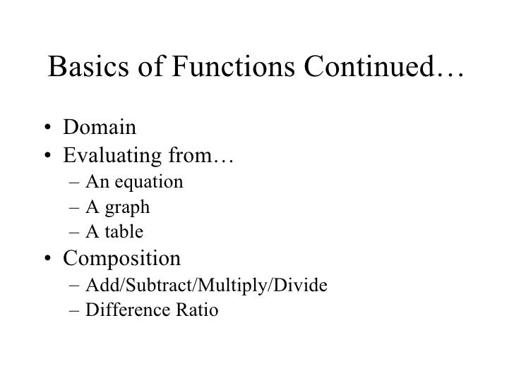 Basics of functions continued