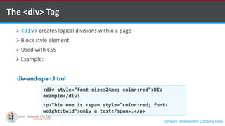 Basics of html for web development by software outsourcing company ...