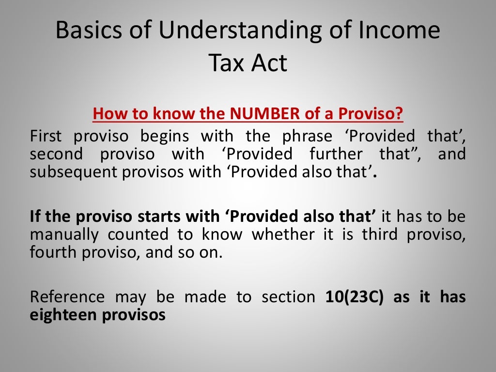 Basics of tax act understanding
